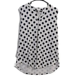 White Blouse with Black Polka Dots and Mandarin Collar